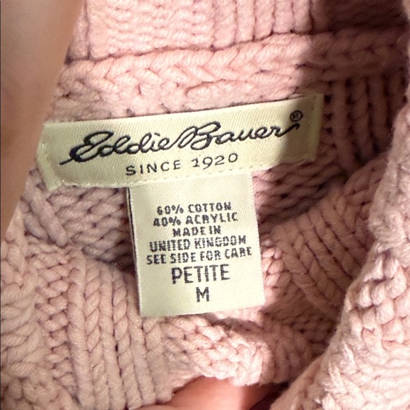 Eddie Bauer Baby Pink Cotton Knitted Winter Turtleneck Sweater Petite Medium - Picture 4 of 4